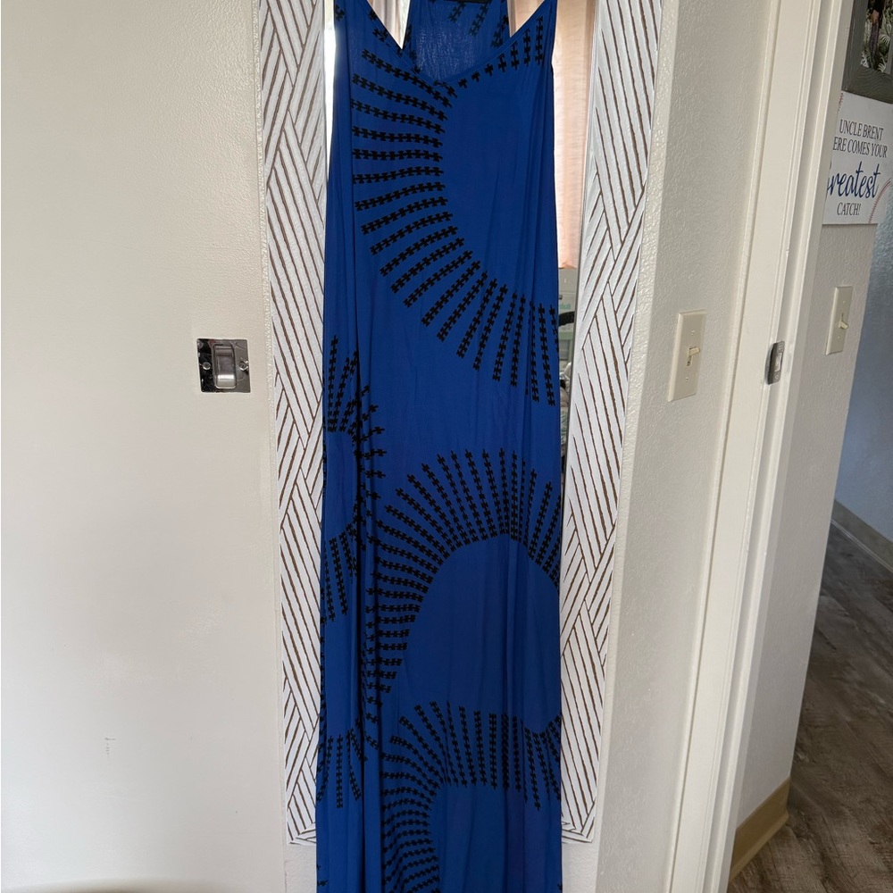 Manaola Blue and Black Maxi Dress